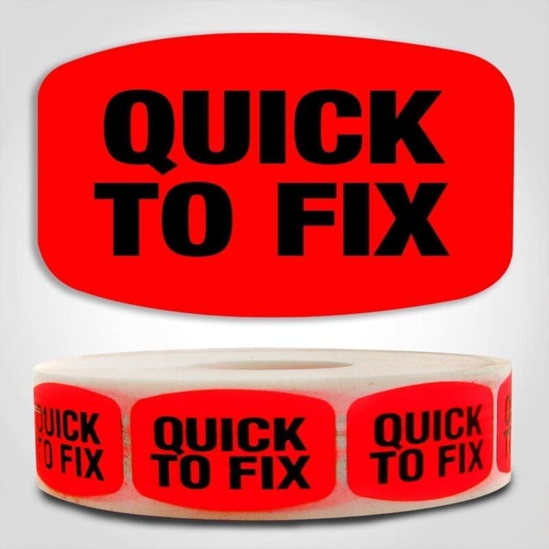 Quick To Fix Deli Pre-Made meal Label Dayglo Sticker on a roll of 1000 labels