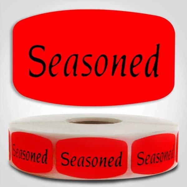 Seasoned Label Dayglo Sticker on a roll of 1000 labels