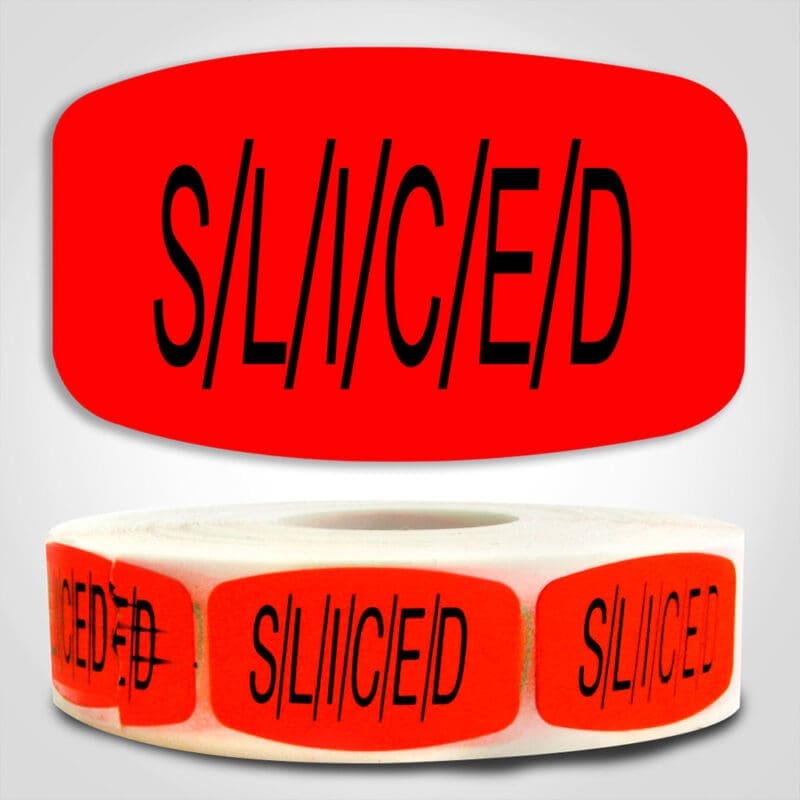 510084-1 Sliced Deli Label Dayglo Sticker on a roll of 1000 labels