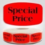 Special Price Label Red Dayglo Sticker on a roll of 1000 labels, reads Special Price in black print on red label