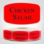 Chicken Salad Label Dayglo Red Sticker on a roll of 1000 permanent adhesive