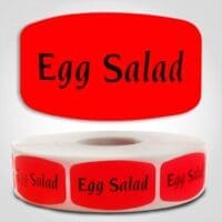 Egg Salad Label Dayglo Red Sticker on a roll of 1000 permanent adhesive