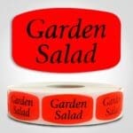 Garden Salad Label Dayglo Red Sticker on a roll of 1000 permanent adhesive