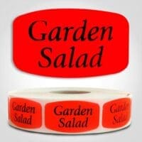 Garden Salad Label Dayglo Red Sticker on a roll of 1000 permanent adhesive