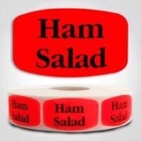 Ham Salad Label Dayglo Red Sticker on a roll of 1000 permanent adhesive