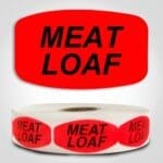Meat Loaf Label Dayglo Red Sticker on a roll of 1000 permanent adhesive