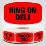 Ring on Deli Label Dayglo Red Sticker on a roll of 1000 permanent adhesive