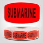 Submarine Label Red Dayglo Sticker