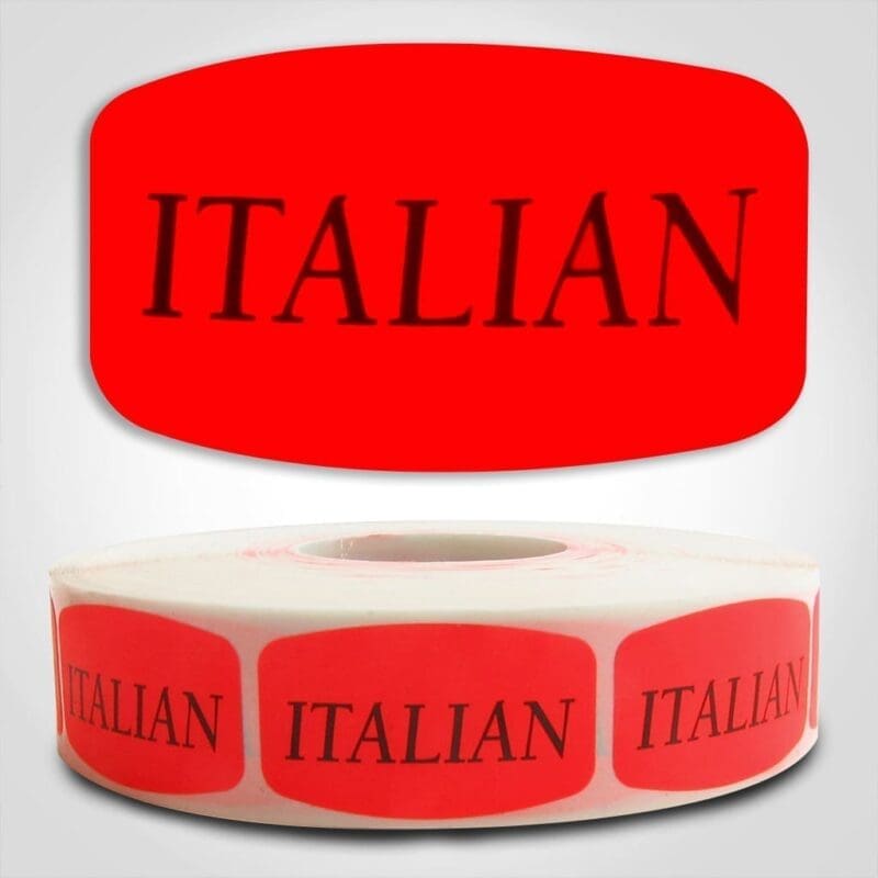 Italian flavor Label Red Dayglo Sticker