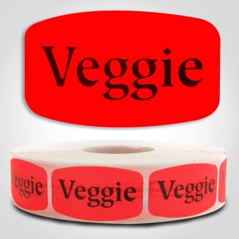 veggie Label Red Dayglo Sticker