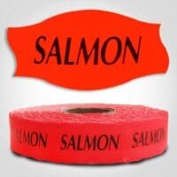 salmon Label Red Dayglo Sticker