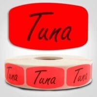 tuna Label Red Dayglo Sticker