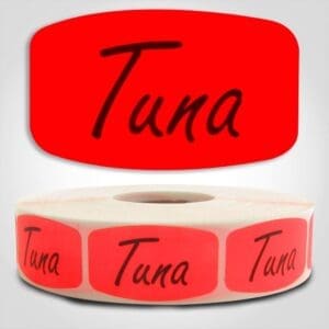 tuna Label Red Dayglo Sticker