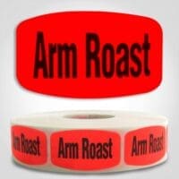 arm roast Label Red Dayglo Sticker