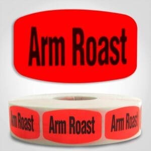 arm roast Label Red Dayglo Sticker