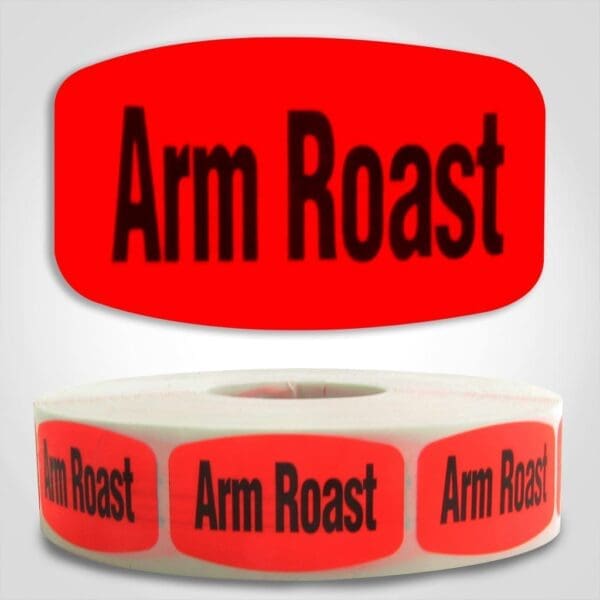 arm roast Label Red Dayglo Sticker