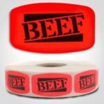 beef Label Red Dayglo Sticker