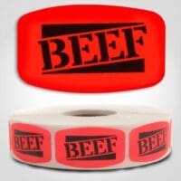 beef Label Red Dayglo Sticker