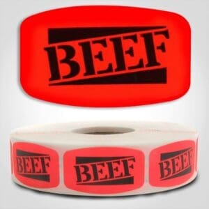 beef Label Red Dayglo Sticker