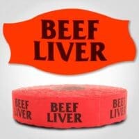 beef liver Label Red Dayglo Sticker