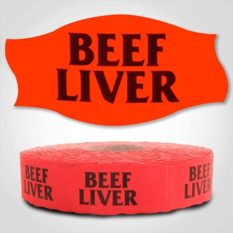 beef liver Label Red Dayglo Sticker