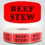 beef stew Label Red Dayglo Sticker