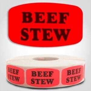 beef stew Label Red Dayglo Sticker