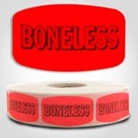 boneless Label Red Dayglo Sticker