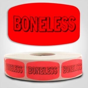 boneless Label Red Dayglo Sticker