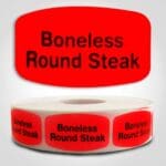 boneless round steak Label Red Dayglo Sticker