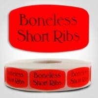 boneless short ribs Label Red Dayglo Sticker