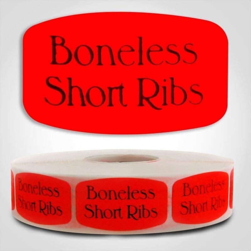 540016-1 boneless short ribs Label Red Dayglo Sticker