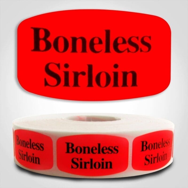 boneless sirloin Label Red Dayglo Sticker