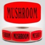 mushroom Label Red Dayglo Sticker