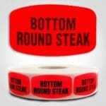 bottom round steak Label Red Dayglo Sticker