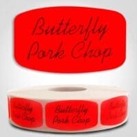 butterfly pork chops Label Red Dayglo Sticker