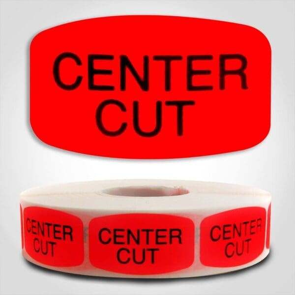 center cut Label Red Dayglo Sticker