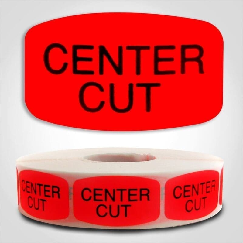 540027-1 center cut Label Red Dayglo Sticker