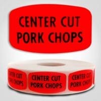 center cut pork chops Label Red Dayglo Sticker