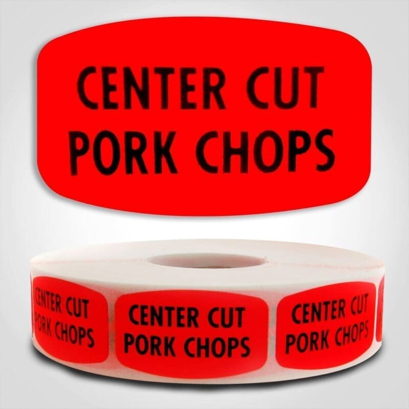 center cut pork chops Label Red Dayglo Sticker