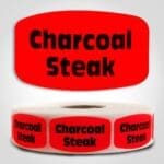 charcoal steak Label Red Dayglo Sticker