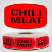 chili meat Label Red Dayglo Sticker