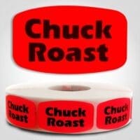 chuck roast Label Red Dayglo Sticker