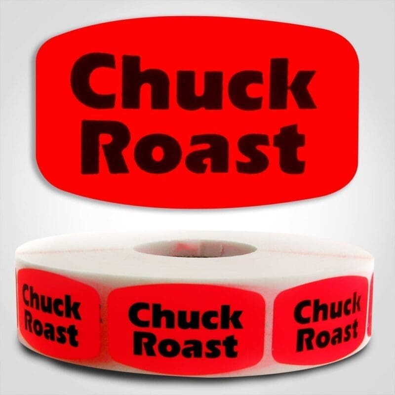 chuck roast Label Red Dayglo Sticker
