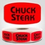 chuck steak Label Red Dayglo Sticker