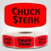chuck steak Label Red Dayglo Sticker