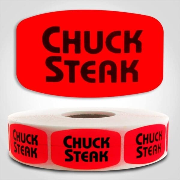 chuck steak Label Red Dayglo Sticker