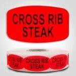 cross rib steak Label Red Dayglo Sticker