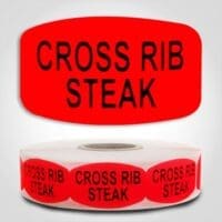 cross rib steak Label Red Dayglo Sticker