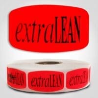 extra lean meat Label Red Dayglo Sticker